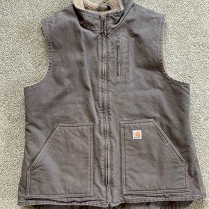 Carhartt washed duck sherpa-lined mock-neck vest